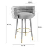 Betty Grey Velvet Barstool Model: TOV-D6452